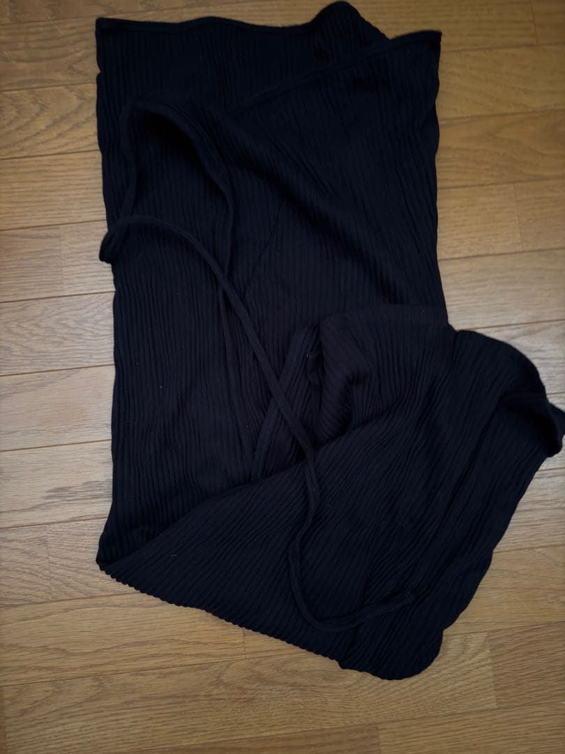 BASERANGE ベースレンジ リブ コットン スカート BLACK