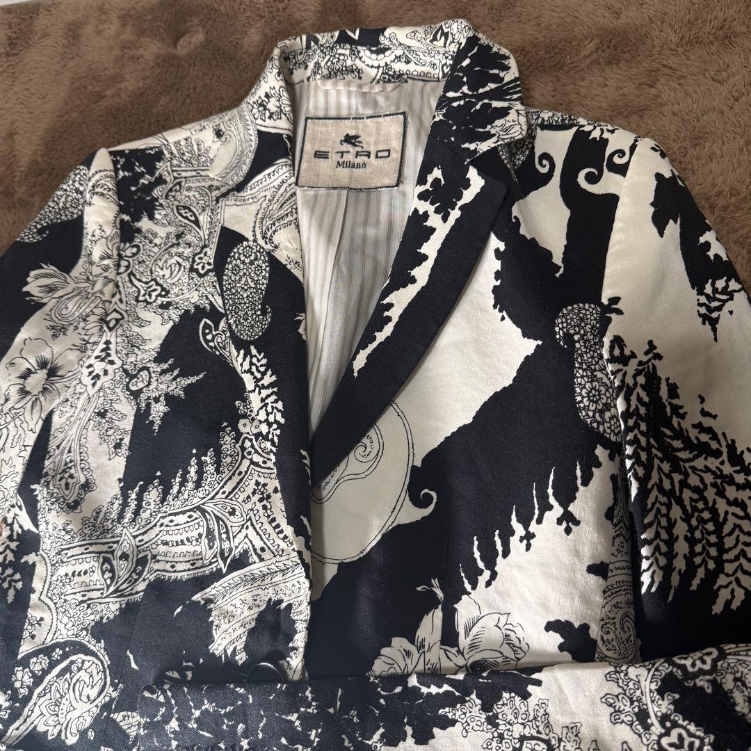 ETRO Milano 総柄テーラードジャケット リネン混40 ボタニカル