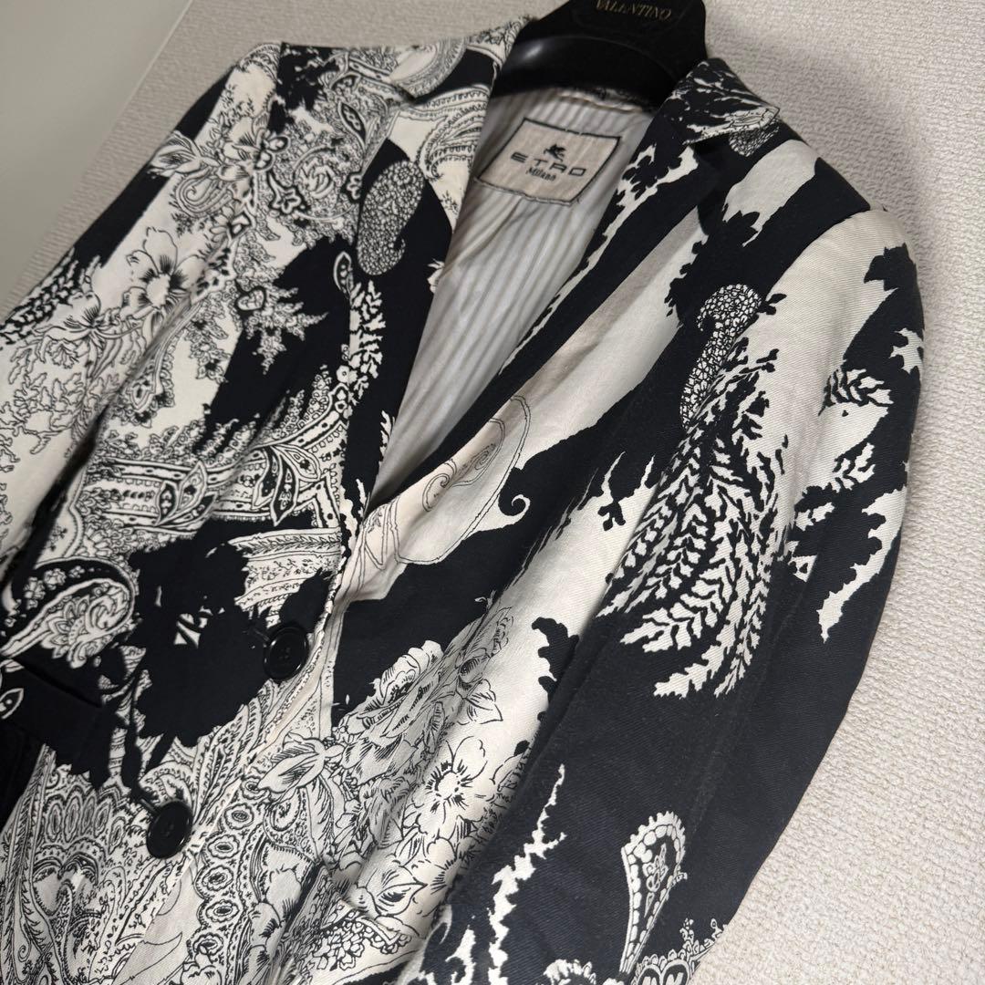 ETRO Milano 総柄テーラードジャケット リネン混40 ボタニカル