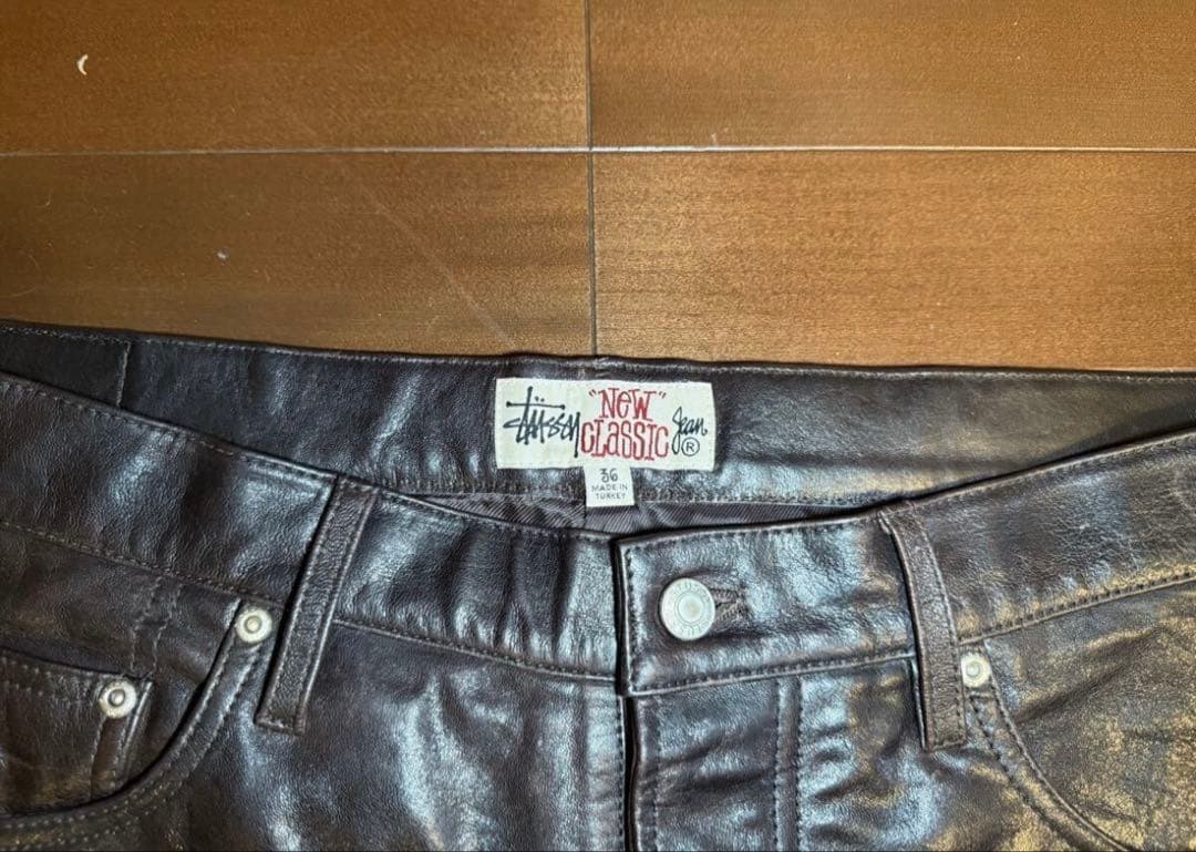 STUSSY レザーパンツ ブラウンw36