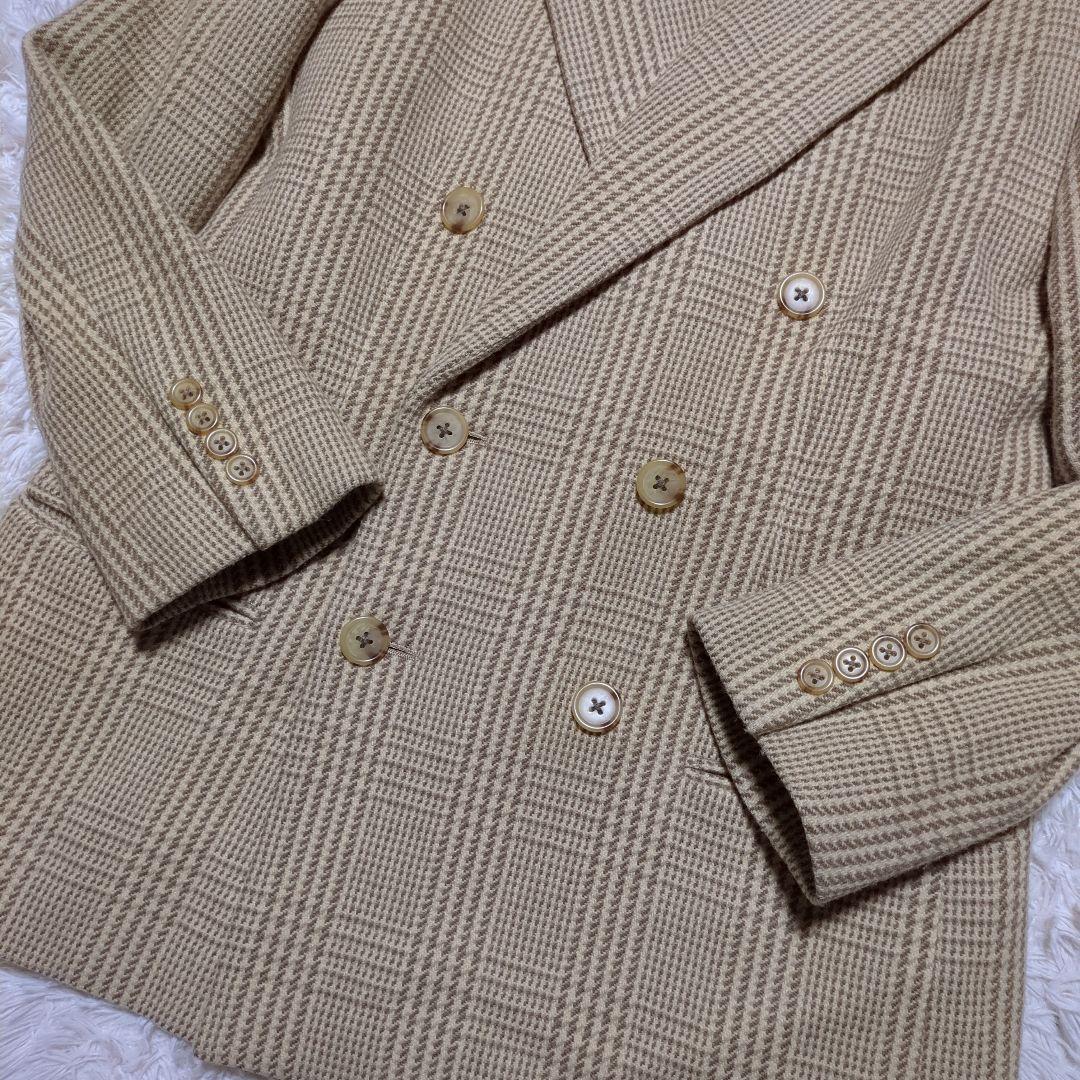 極美品！ラルフローレン ツイードダブルブレストジャケット90s ベージュチェック