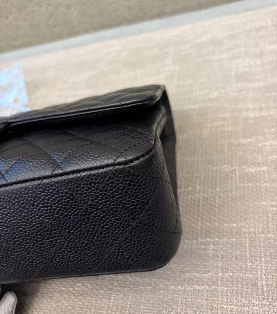 美品~**CHANEL CFステッチカヴィアスキンブラック