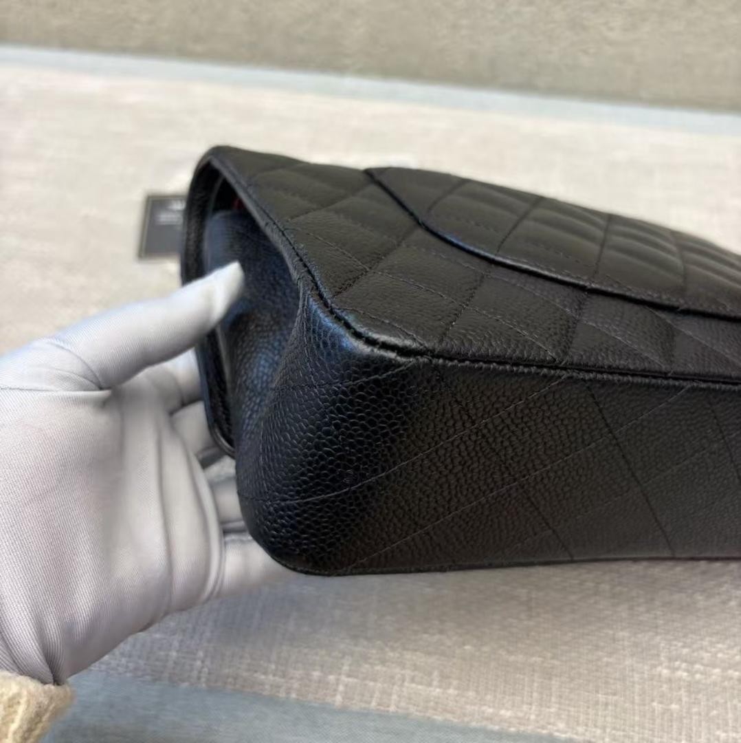 美品~**CHANEL CFステッチカヴィアスキンブラック