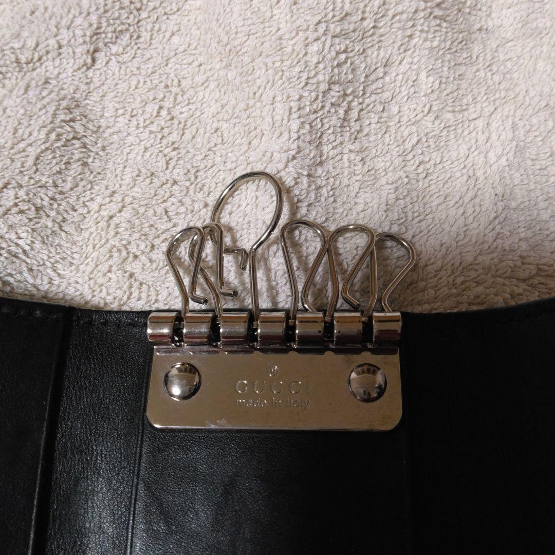 美品　グッチ GUCCI キーケース ブラック 6連　グッチ マイクロ　GG