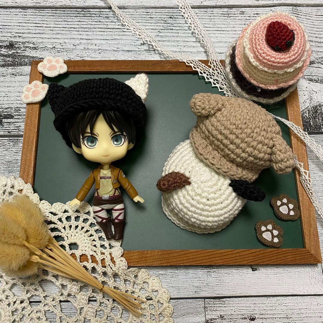 ぬい服　ねんどろいどサイズの耳付き帽子3点