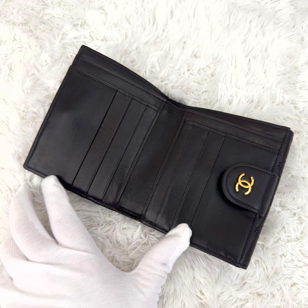 CHANELシャネル ココマーク ビコローレ Wホック 財布 レザー ギャラ付き