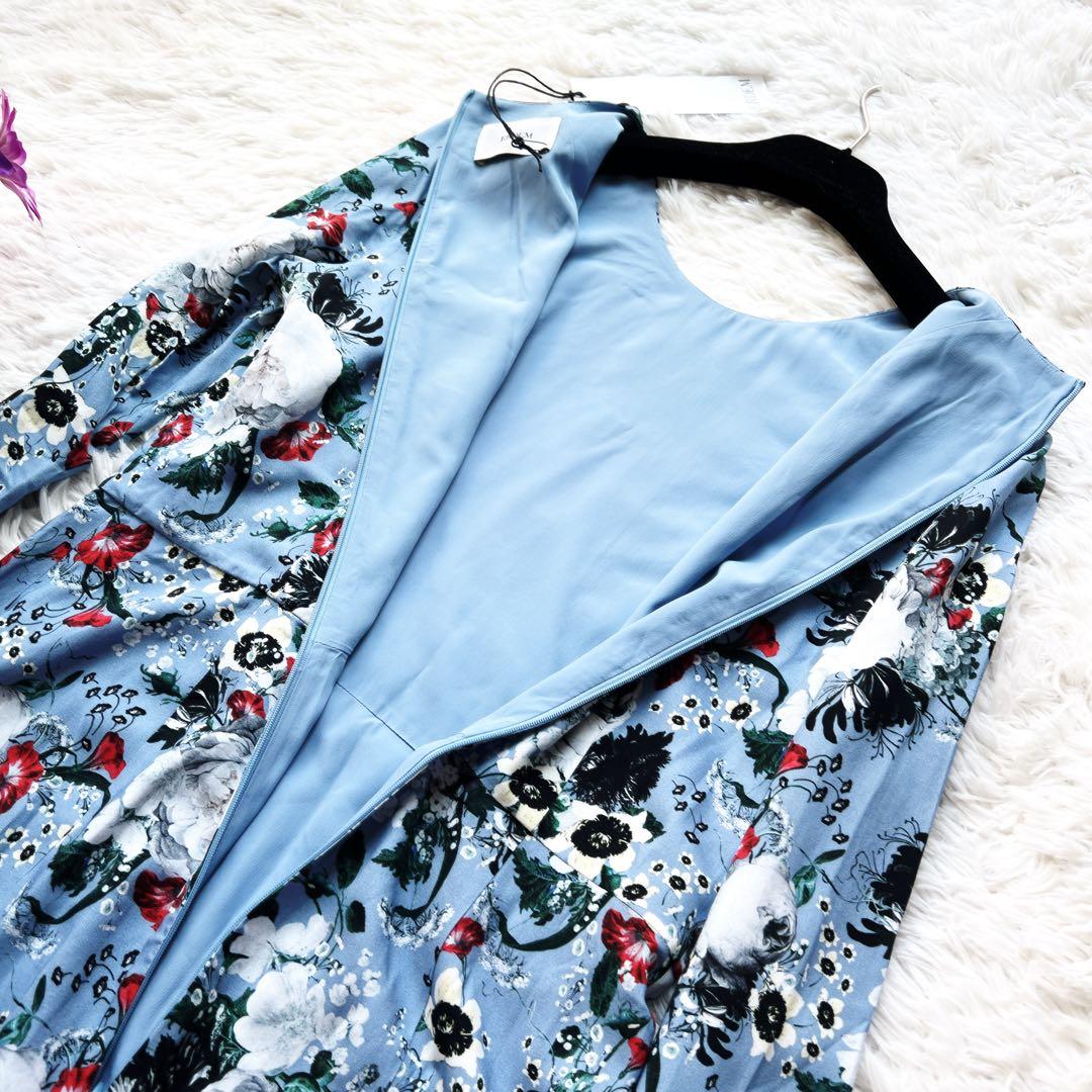 新品　ERDEM アーデム　フローラル　花柄　プリント ブルー　ワンピース