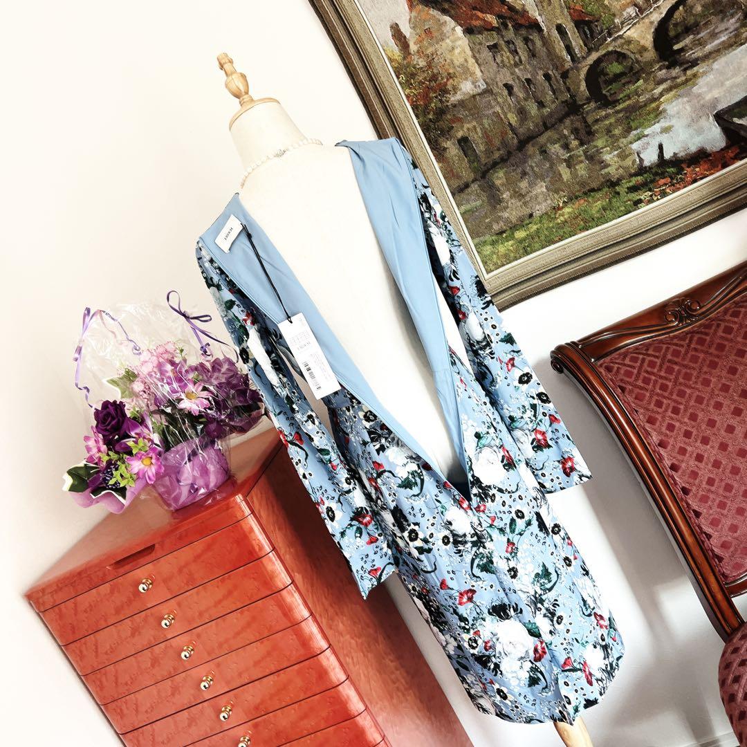 新品　ERDEM アーデム　フローラル　花柄　プリント ブルー　ワンピース