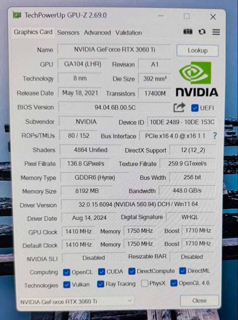 GALAKURO RTX3060Ti 白 動作品 傷あり特価