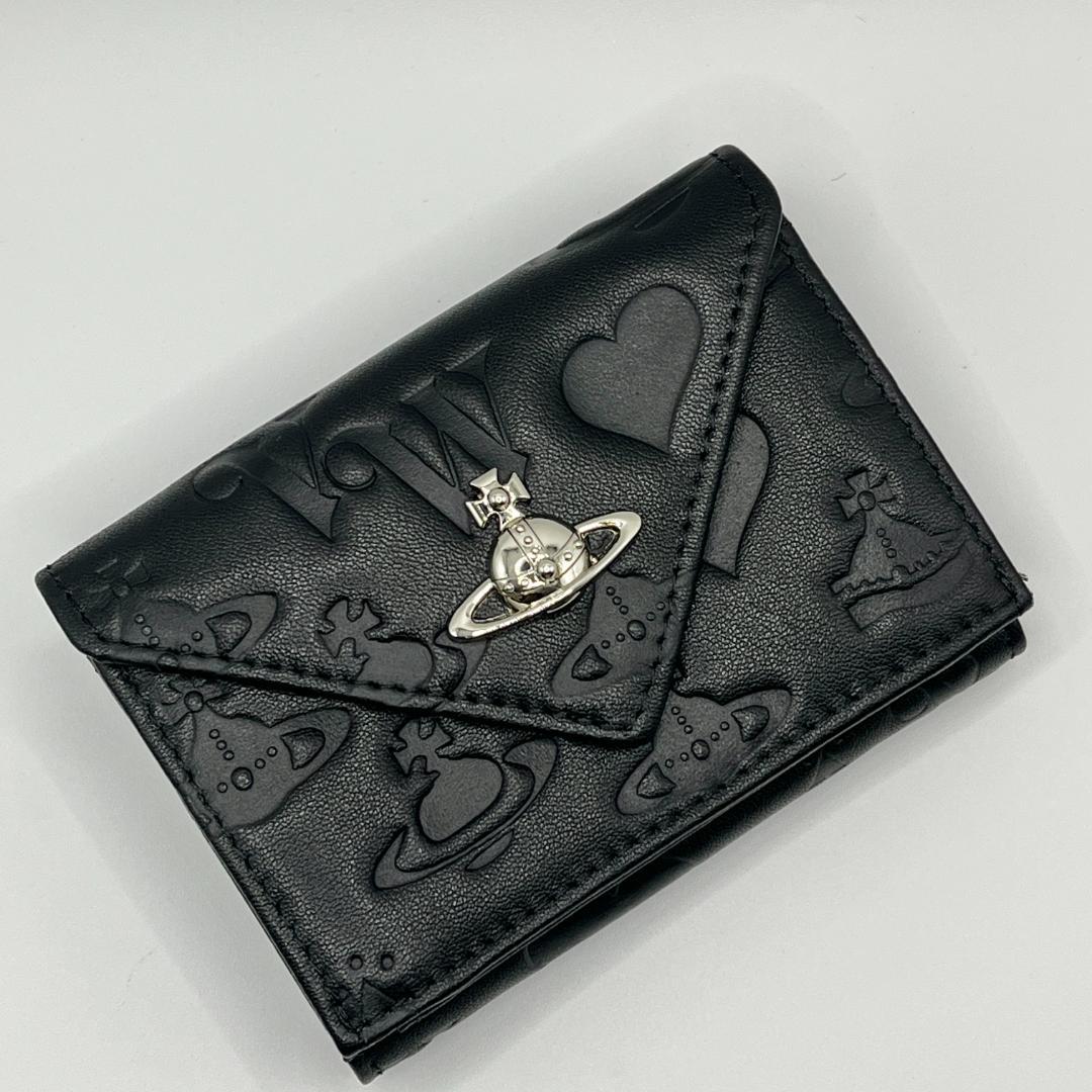 Vivienne Westwood 新品 黒 型押し ミニ レター型 マット