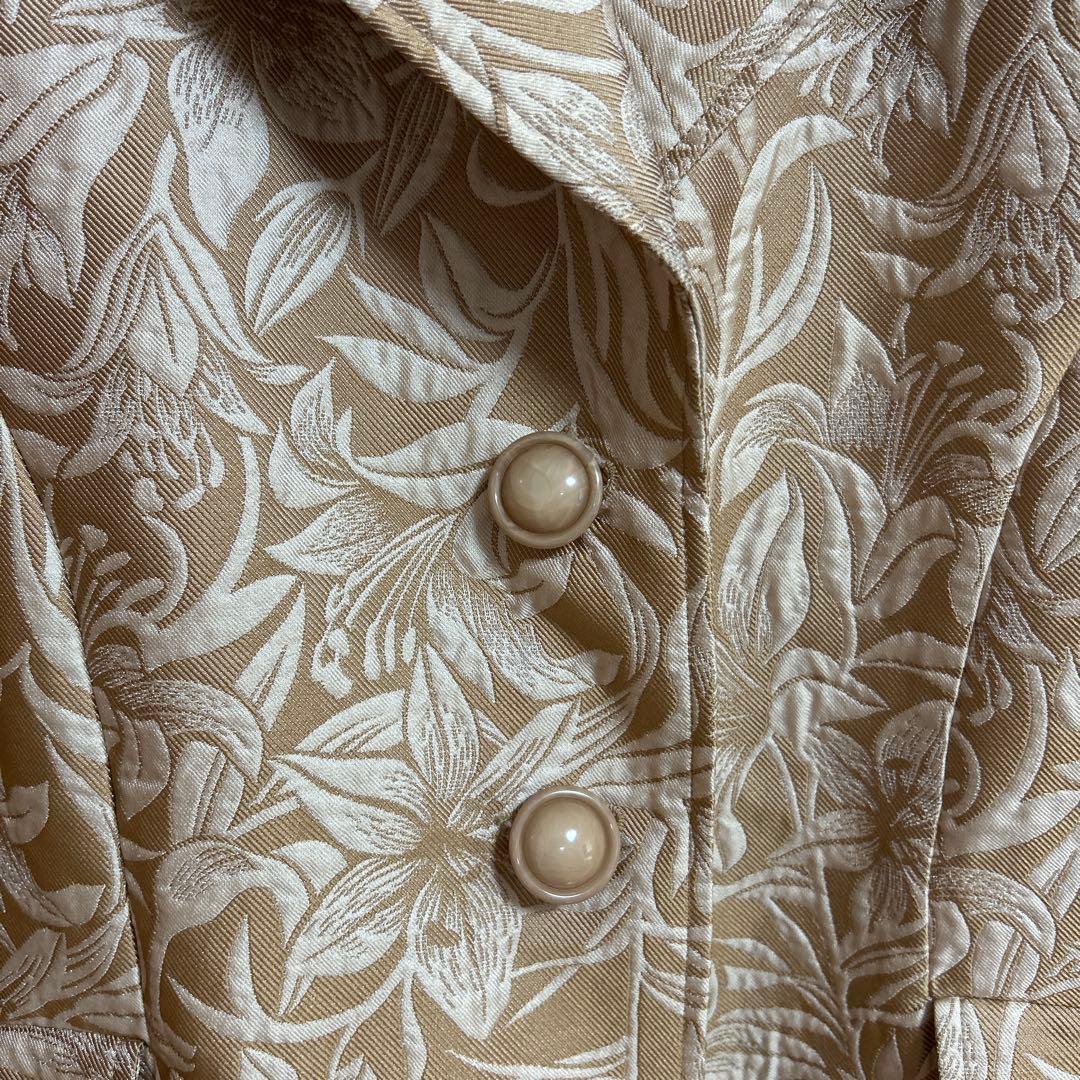 【Lily Brown】花柄ロングコート ベージュ Fサイズ 上品 総柄 美品