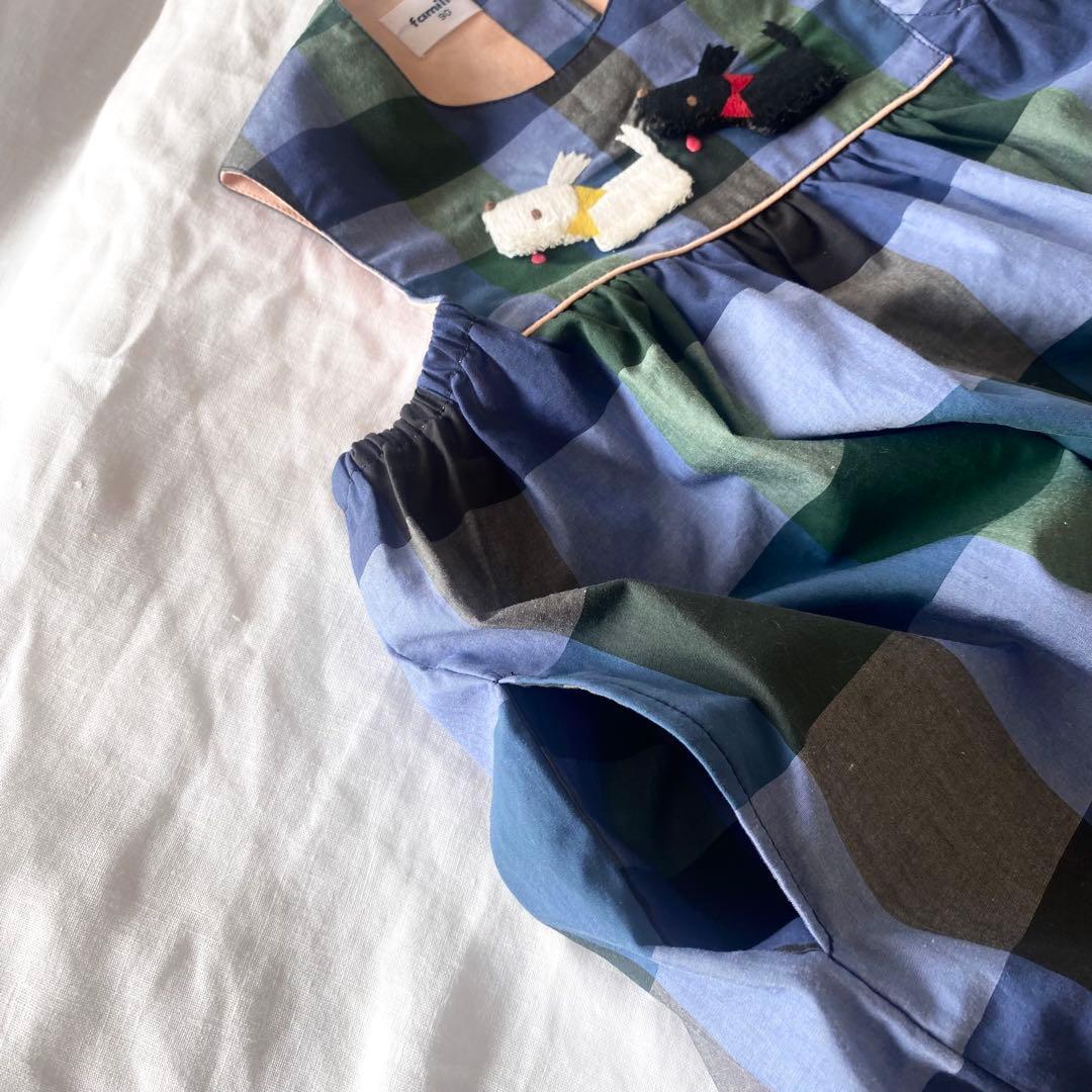 ⭐︎専用⭐︎ファミリア　ジャンパースカート　青チェック柄 ワンピース 90