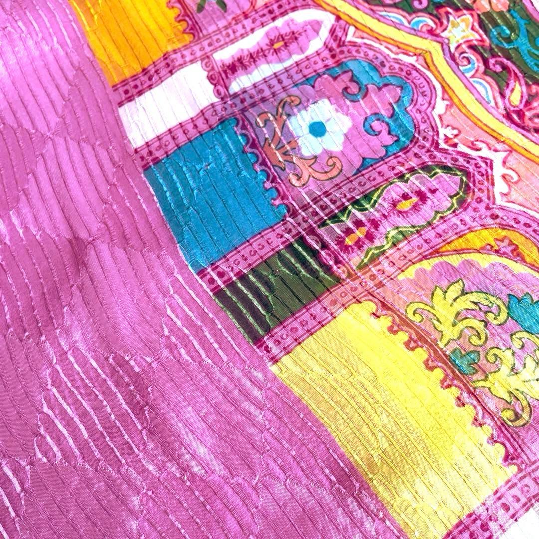 美品❗️ETRO エトロ ペイズリー柄 シルク　大判　プリーツストール　ショール