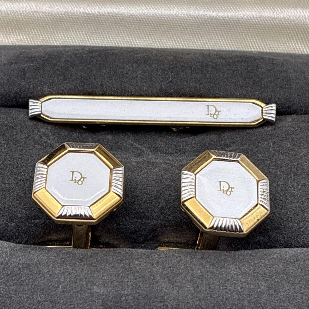 美品✨クリスチャンディオール ネクタイピン・カフス ゴールド×シルバー