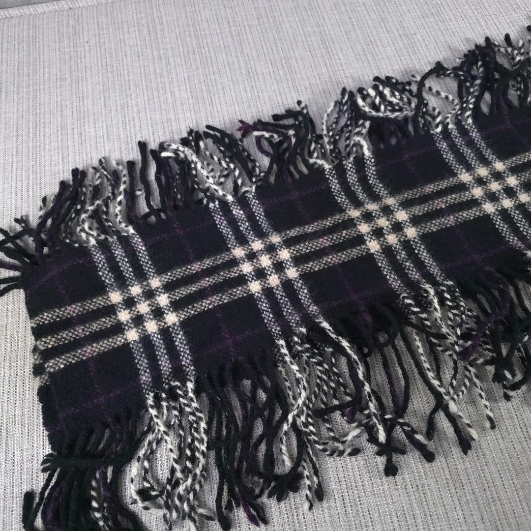 希少　美品　バーバリー　ロンドン　ノバチェック　カシミヤ混　マフラー　両フリンジ
