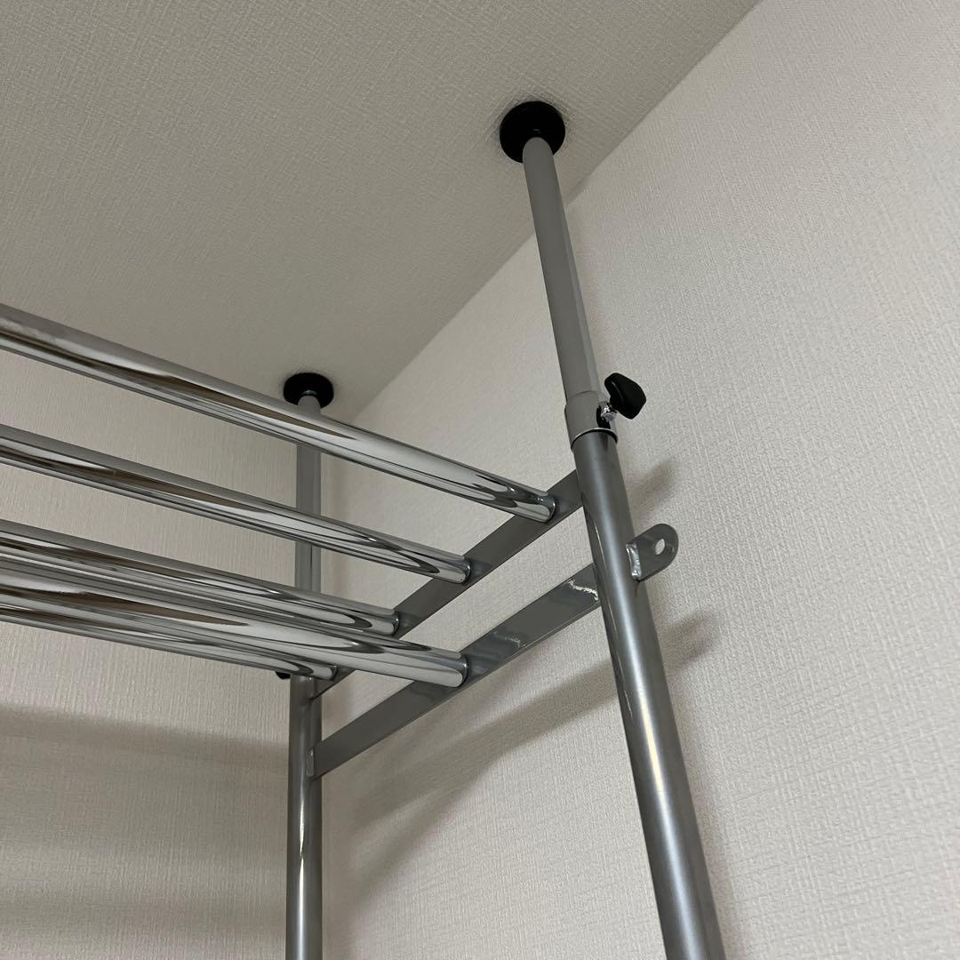 【サキ】突っ張りハンガーラック、大容量クローゼットW111〜200㎝