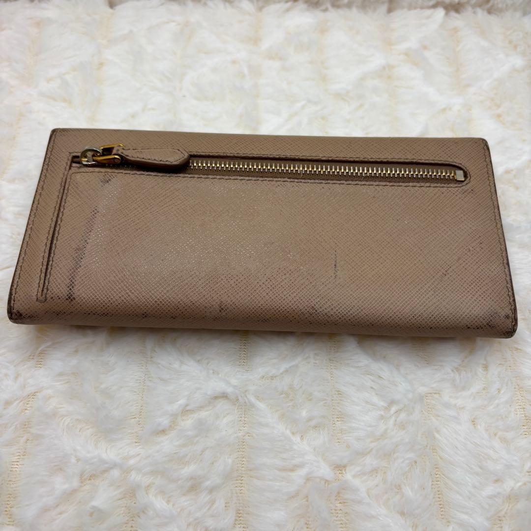 PRADA ✨サフィアーノレザー 二つ折り財布　ベージュ　　バイカラー
