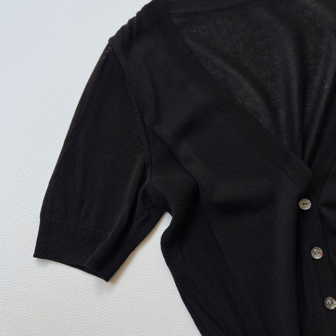 美品　Foxey フォクシー　ニットカーディガン　半袖　トップス　ブラック　38