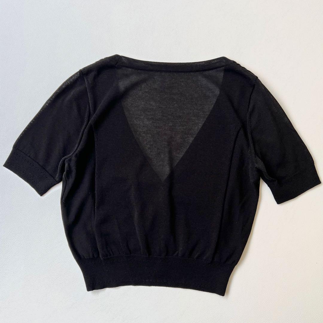 美品　Foxey フォクシー　ニットカーディガン　半袖　トップス　ブラック　38