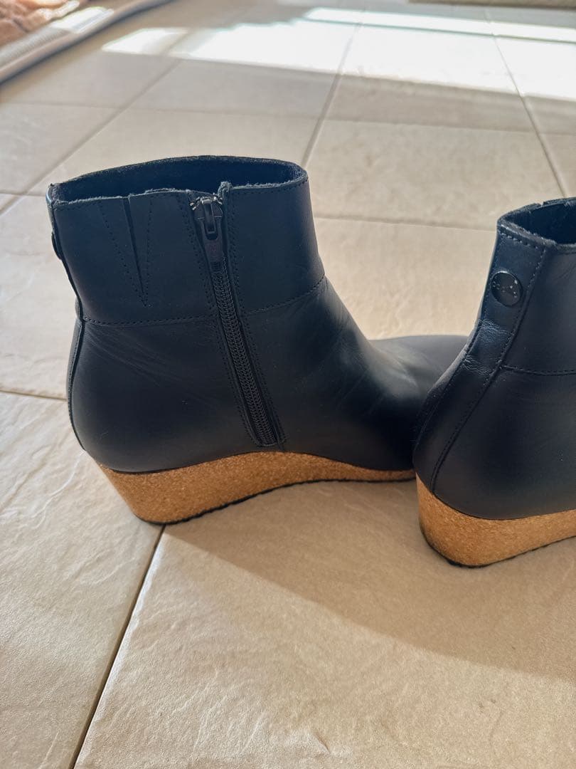 【美品】BIRKENSTOCK papillio 黒レザーショートブーツ 38