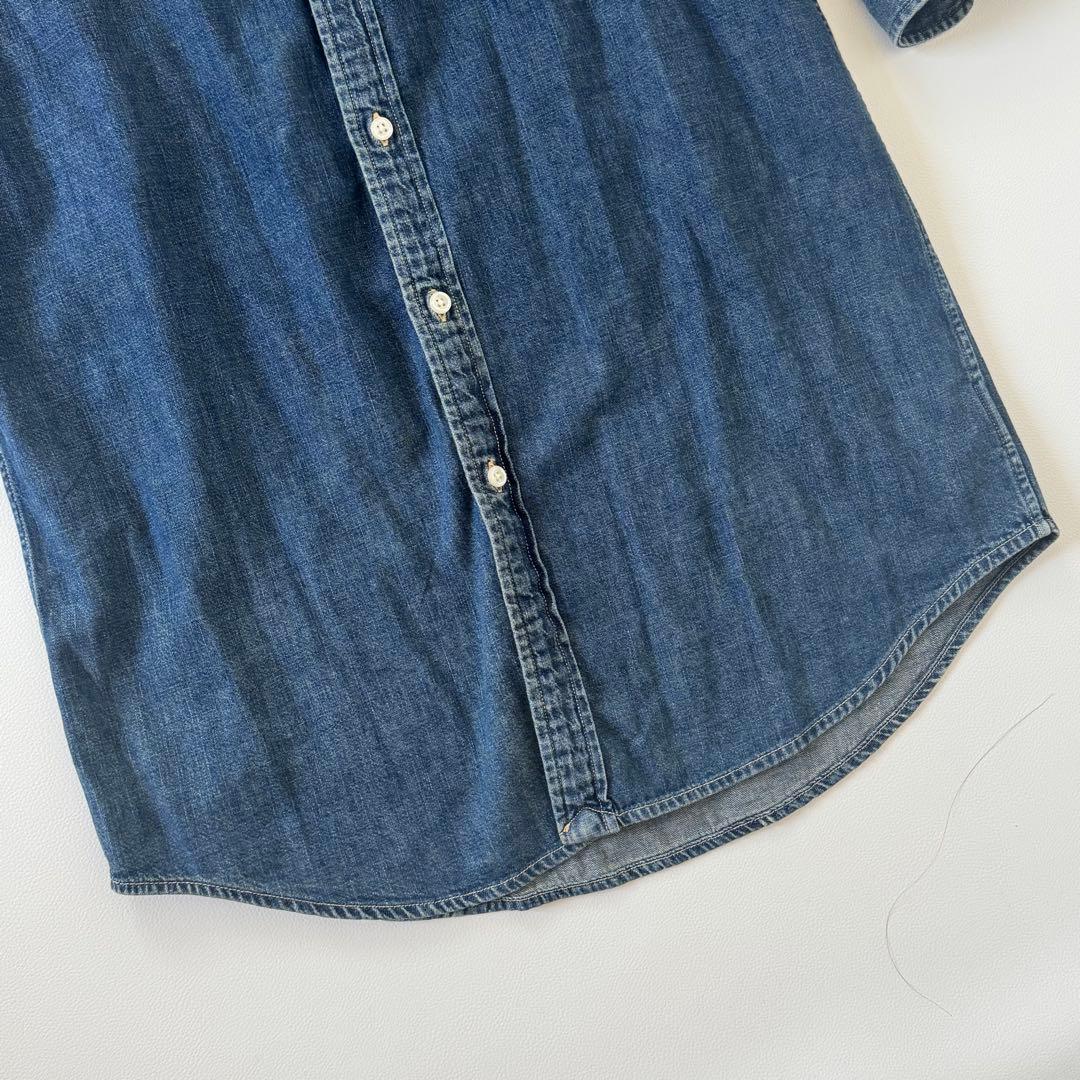 ラルフローレン　デニムワンピース　ポニー刺繍　インディゴ　長袖　S〜細身M相当