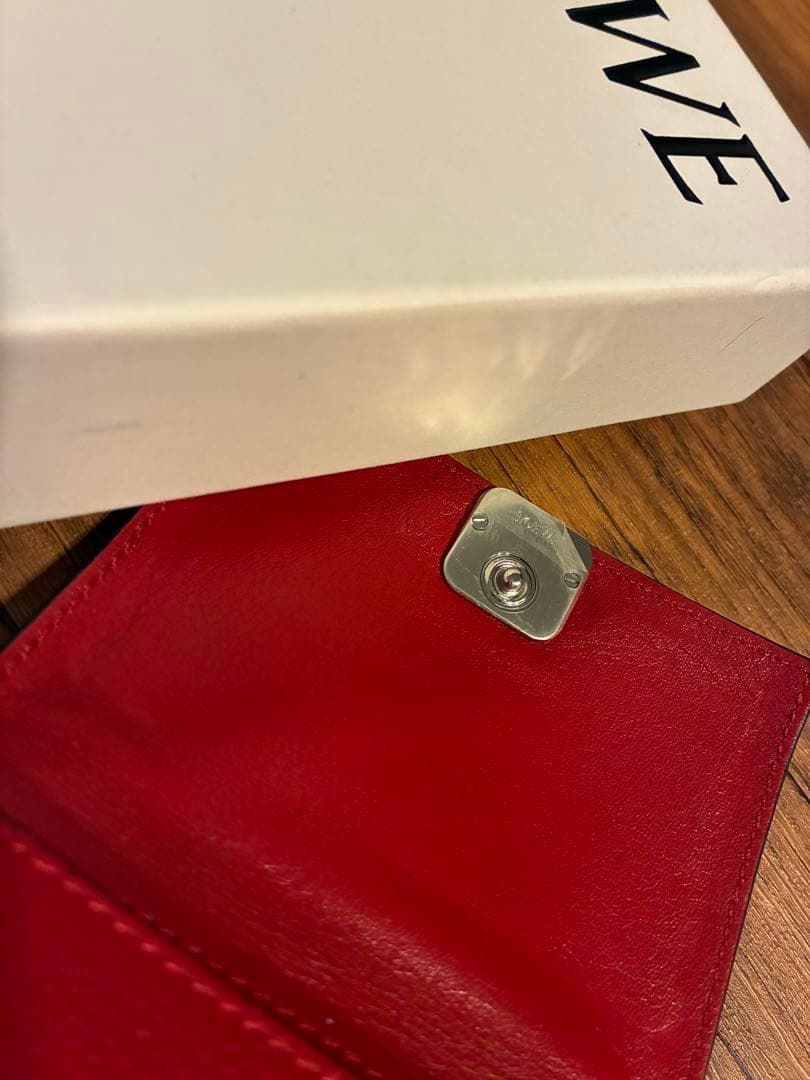 美品★LOEWE レッド 三つ折り財布
