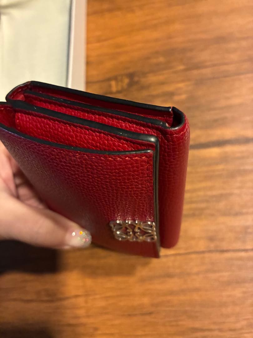 美品★LOEWE レッド 三つ折り財布