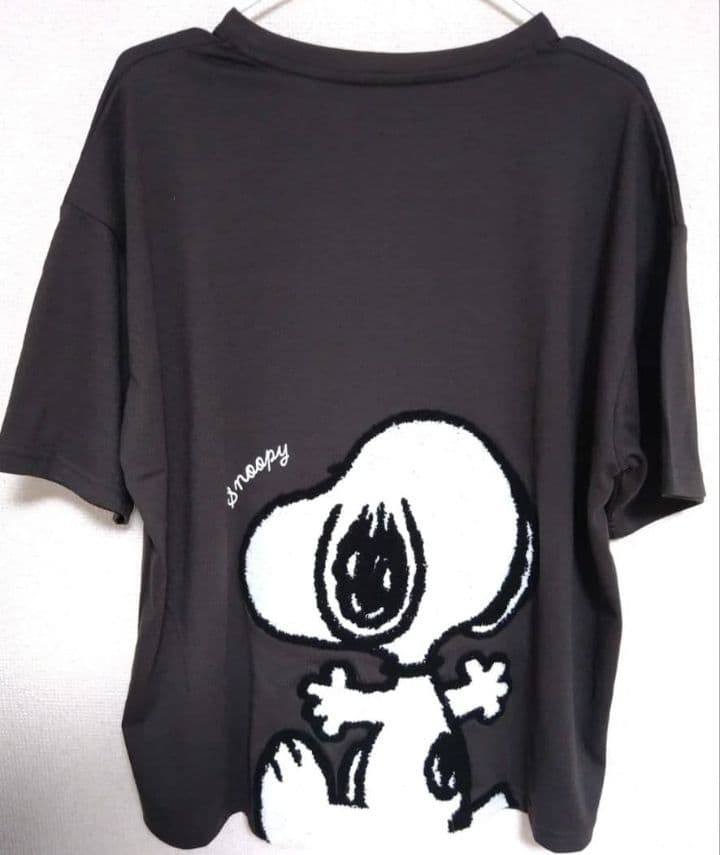 スヌーピー　Tシャツ　半袖　レディースL　デカサガラ刺繍　バックプリント　C