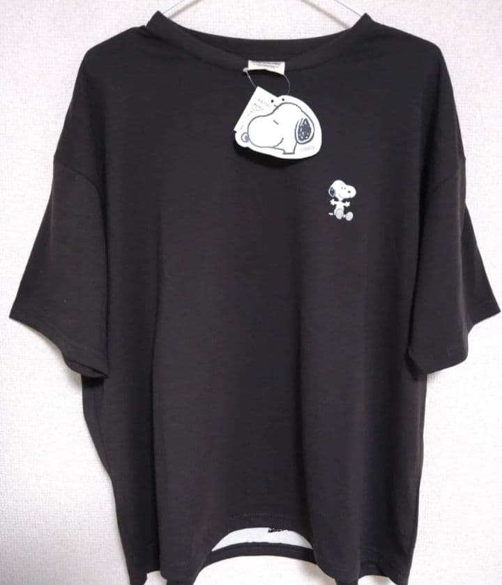 スヌーピー　Tシャツ　半袖　レディースL　デカサガラ刺繍　バックプリント　C