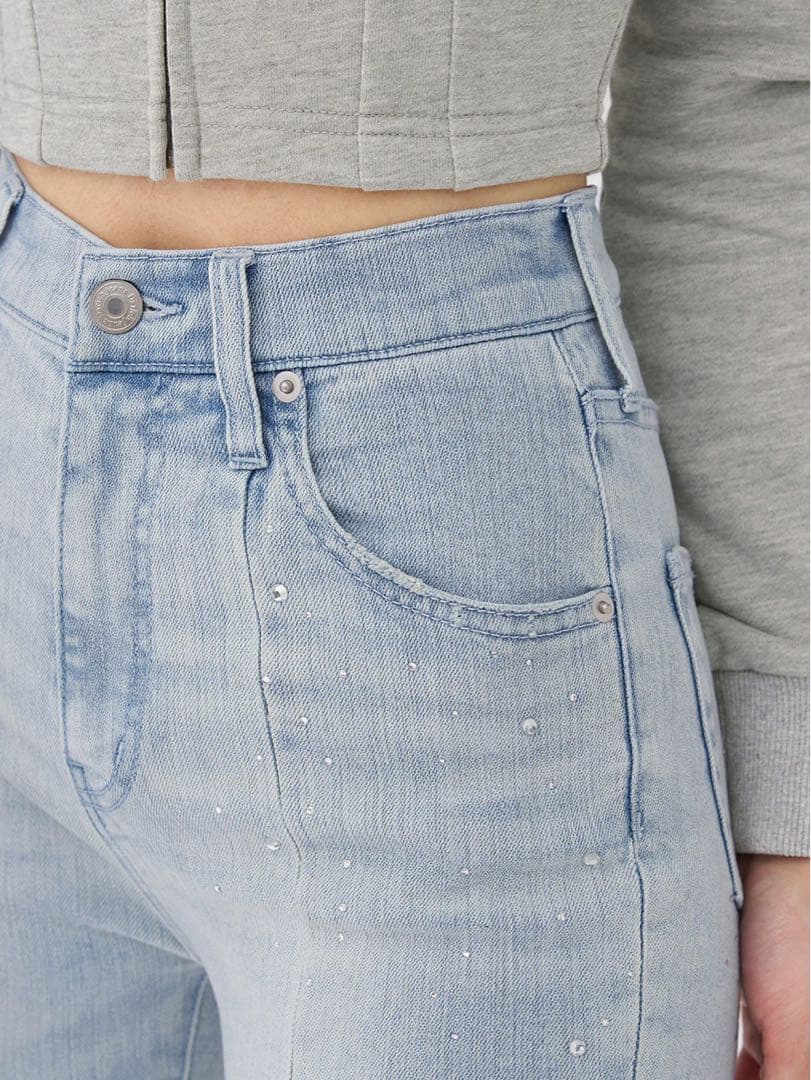 【新品】Darich ドロップビジューフレアデニムパンツ I-BLU