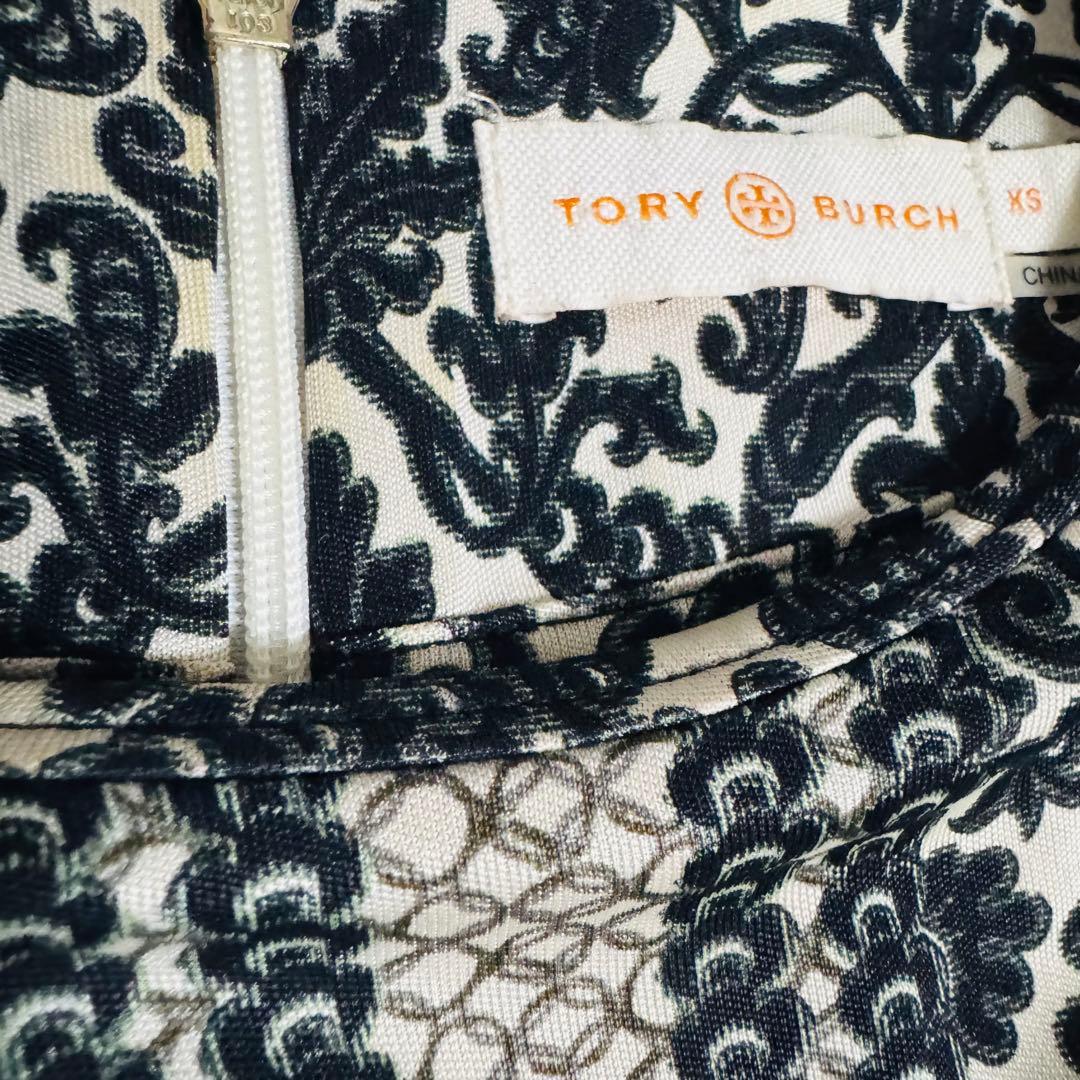 TORY BURCH トリーバーチ シルク100% 総柄ワンピース 長袖 黒