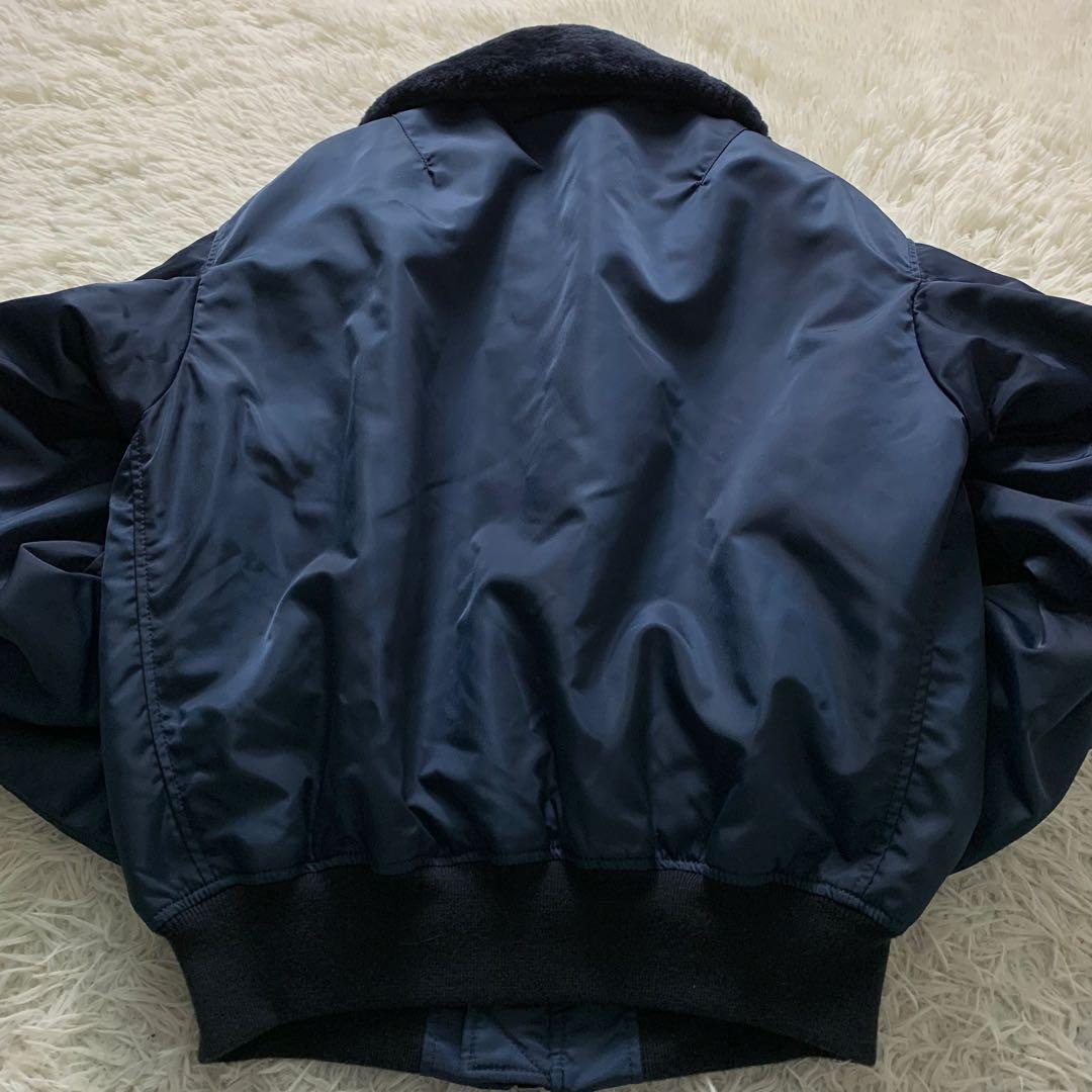 テ*ン様 美品■HOUSTON フライトジャケット B-15C 襟ボア ネイビー