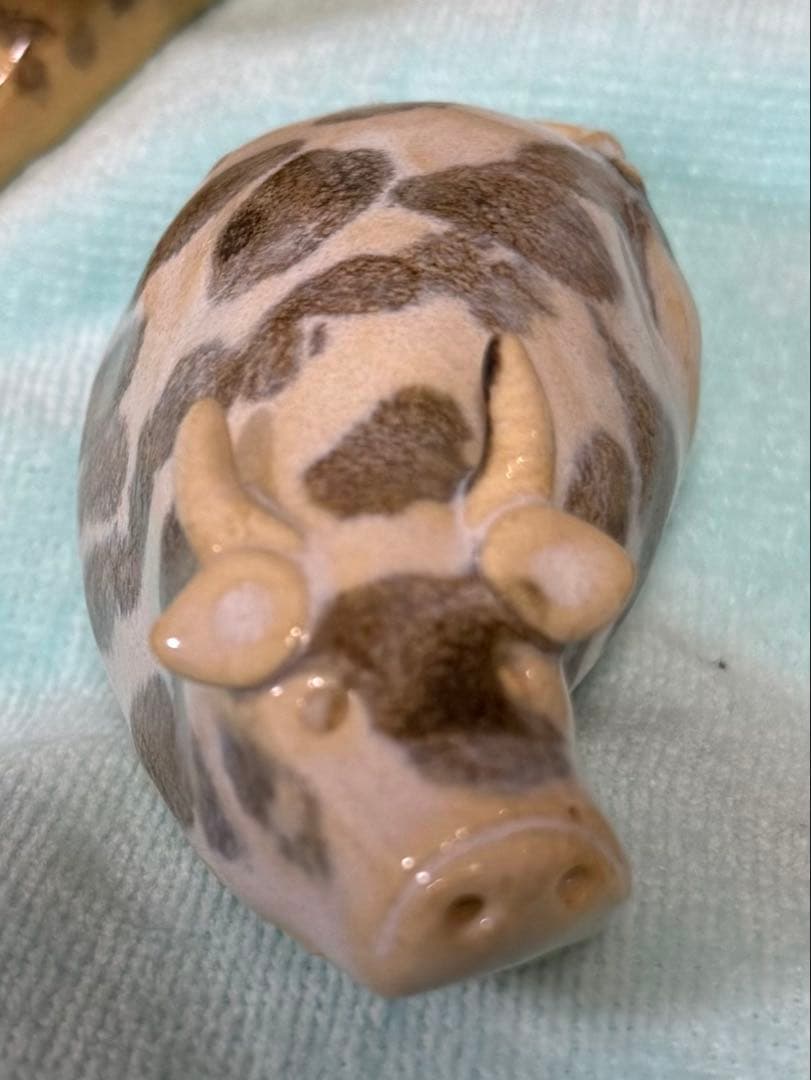 置物 トラ ウシ カエル カメ 陶器 小物 花 寅 牛 亀