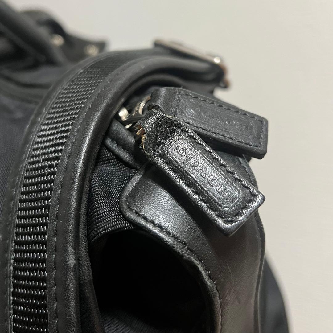 美品 COACH ボストンバッグ メンズ 5497 コーチ レザー ナイロン