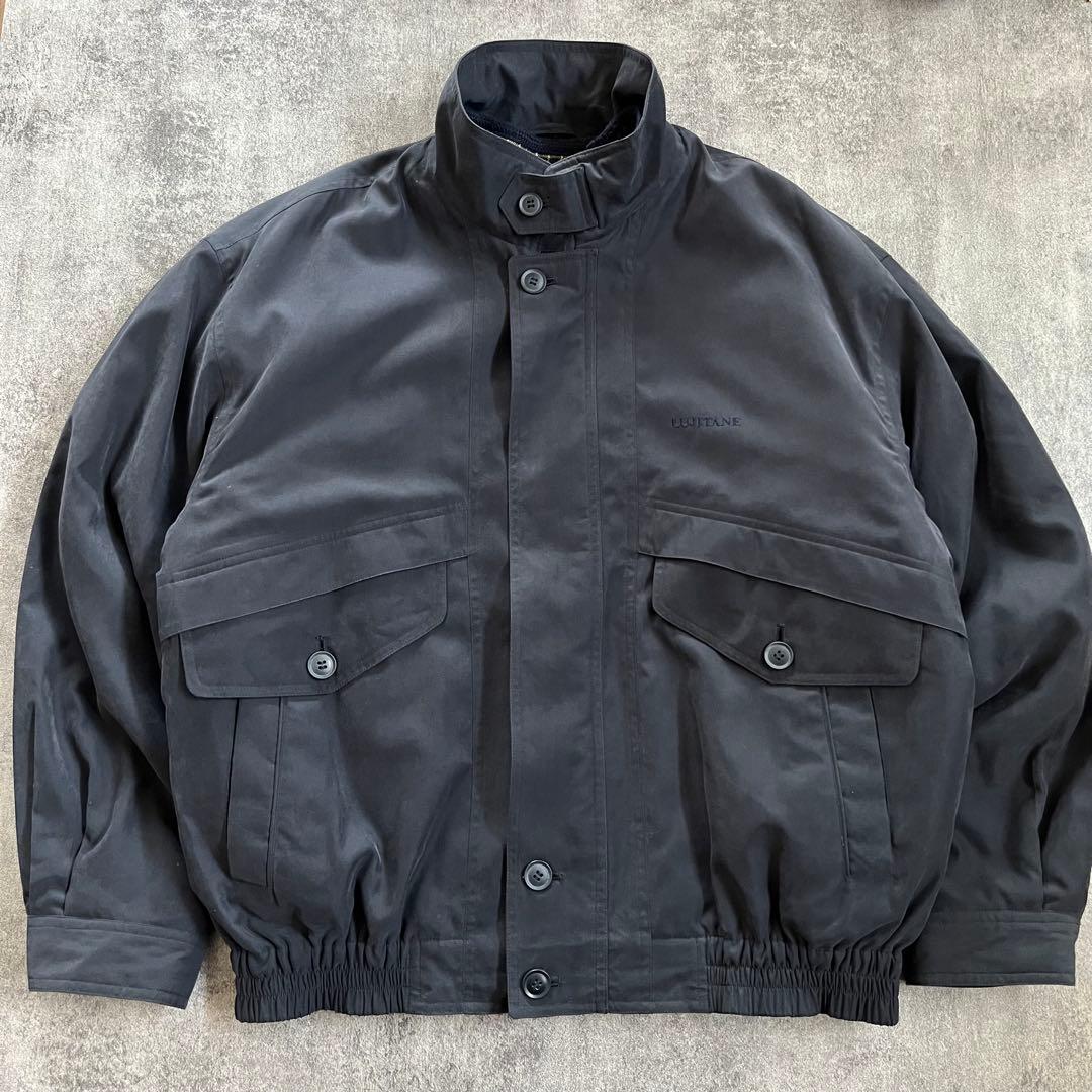 90s ヴィンテージ ヌバック調 短丈 中綿 ギミック ブルゾン 古着 L