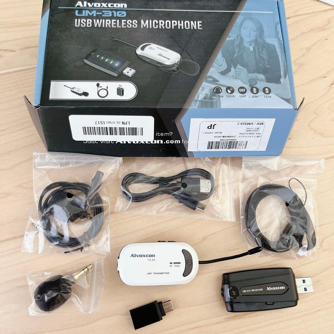 USB ワイヤレスマイク Alvoxcon 無線マイク ピンマイク