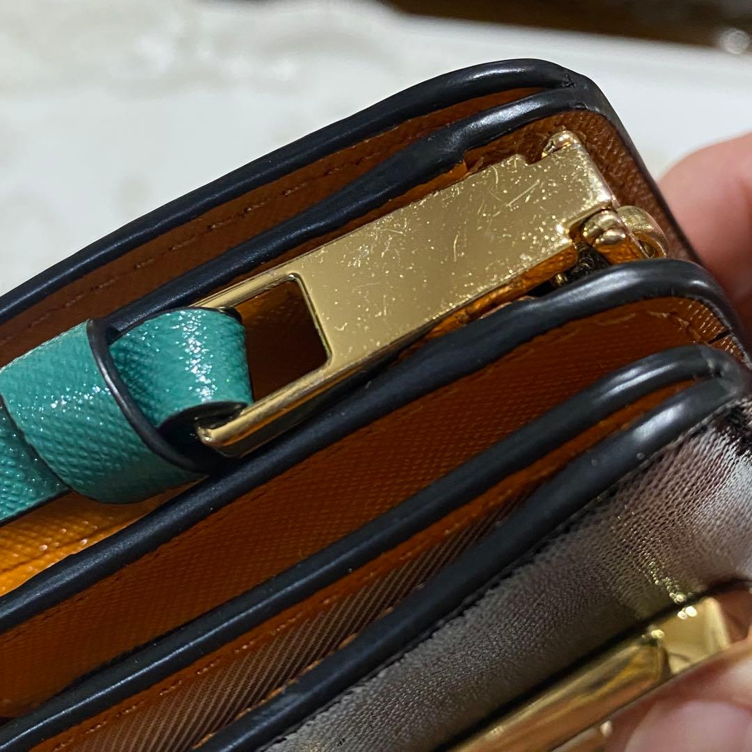MARC JACOBS 二つ折り財布 ブラック ホワイト 合成皮革