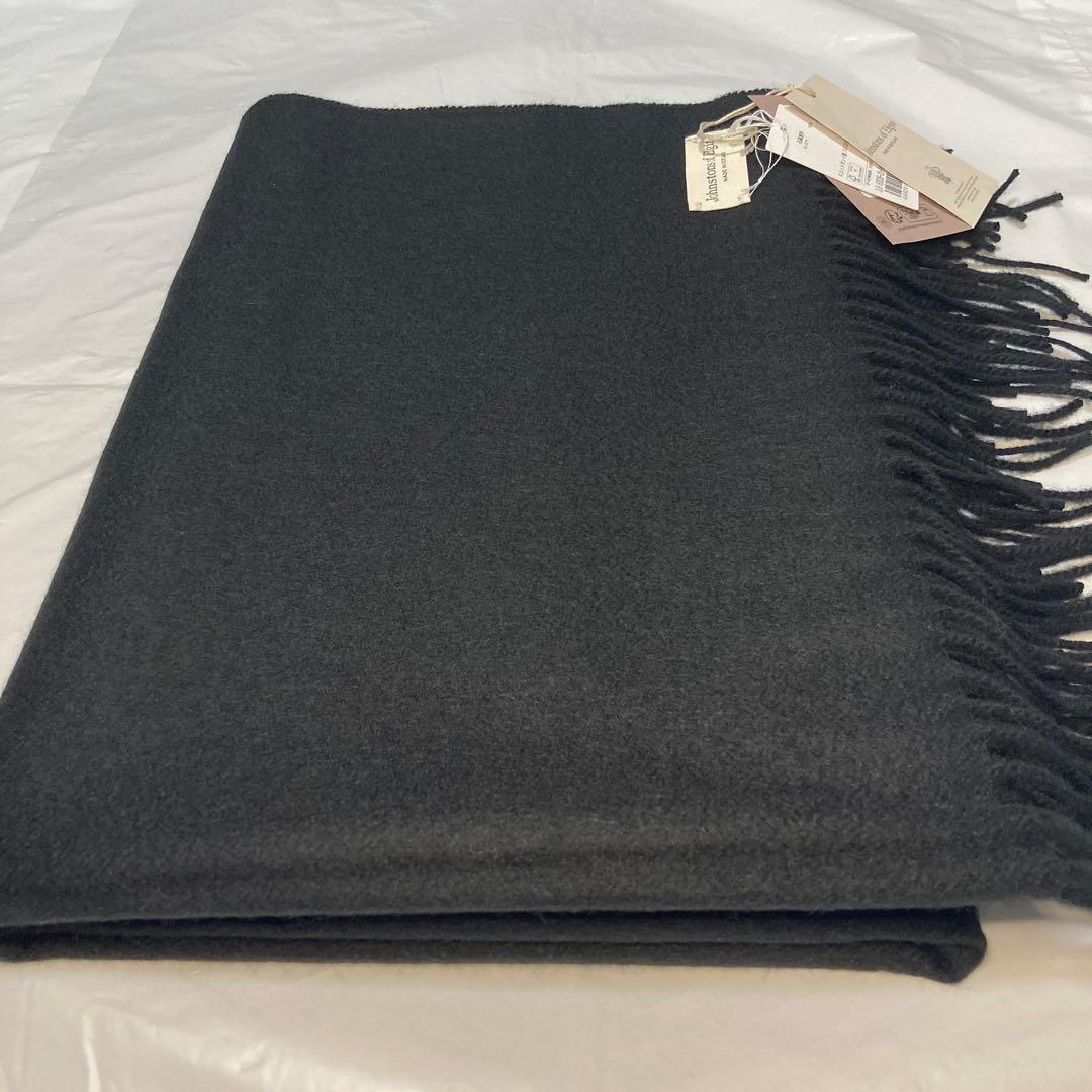 専用 新品 ジョンストンズ カシミヤ100％ 大判ストール ブラック 国内正規品