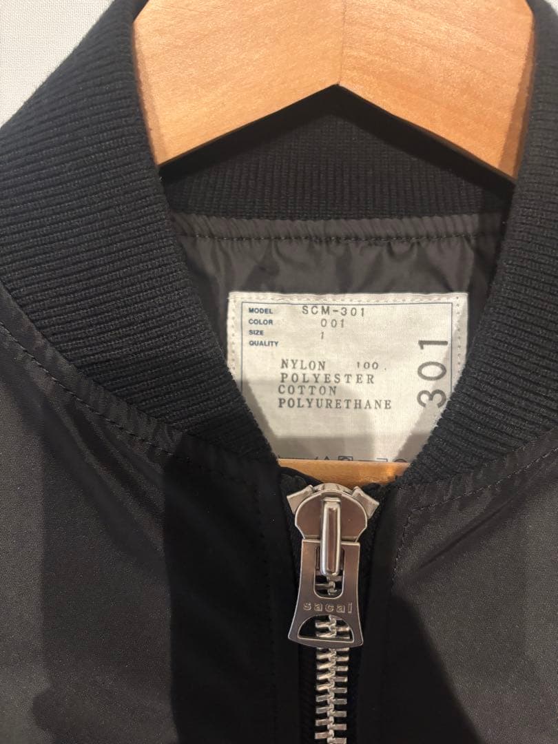 美品 sacai MA-1 ボンバージャケット ブラック 黒 タグ付き メンズ