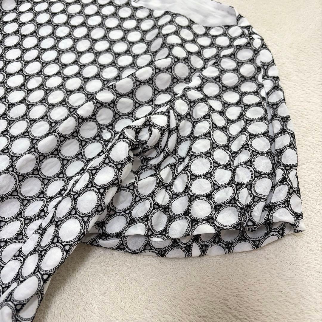 レリアン Leilian刺繍 総柄 半袖ワンピース ゆったり コットン 13号