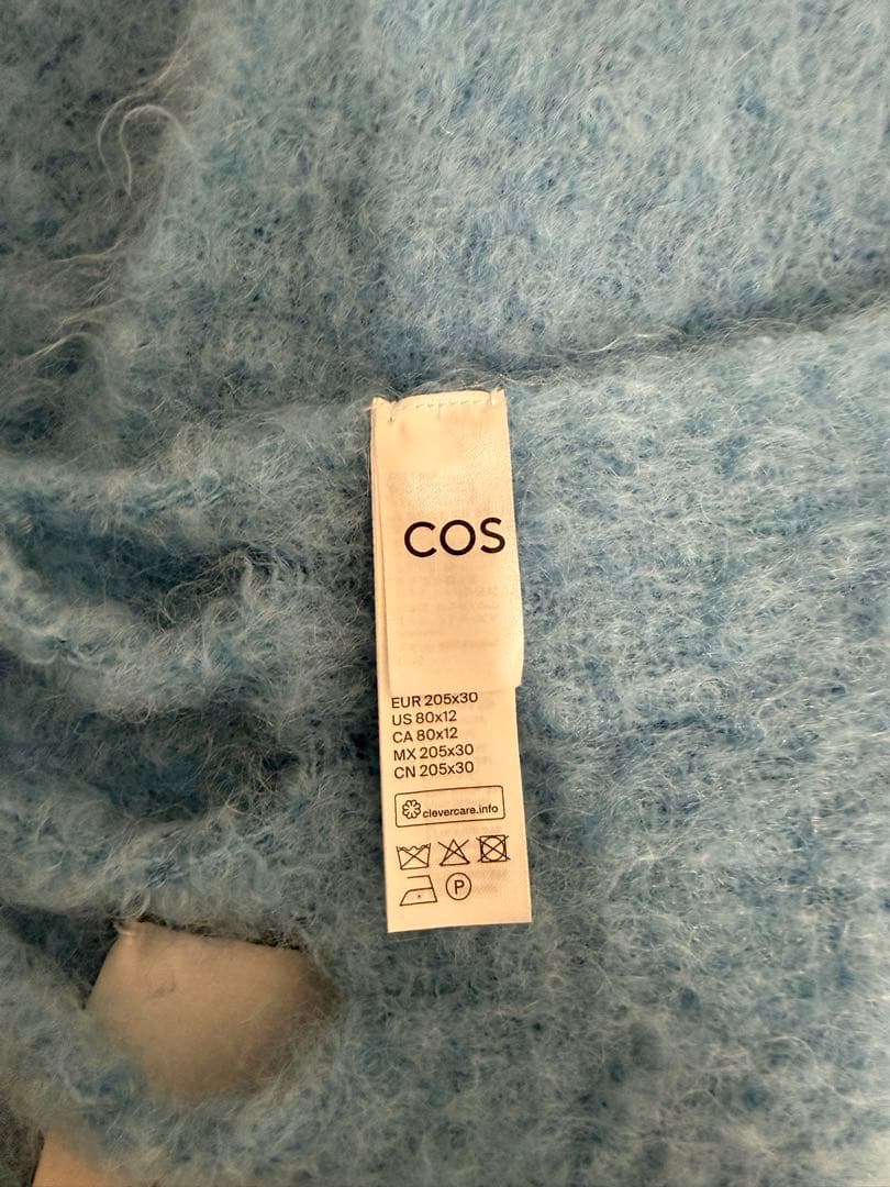 COS オーバーサイズフリンジマフラー (ブルー)
