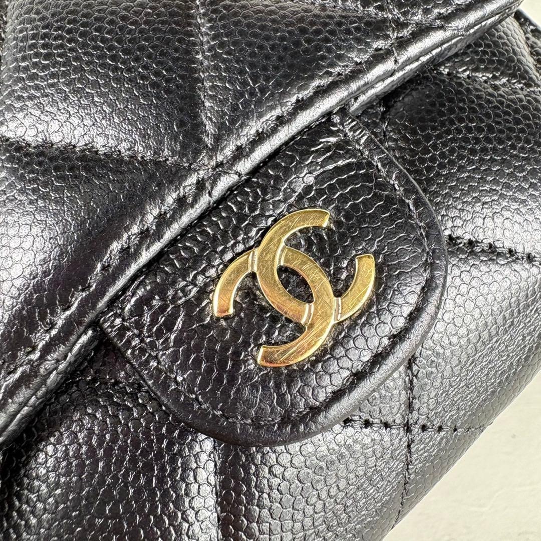 CHANEL マトラッセ　キャビアスキン　三つ折り　財布　ケース
