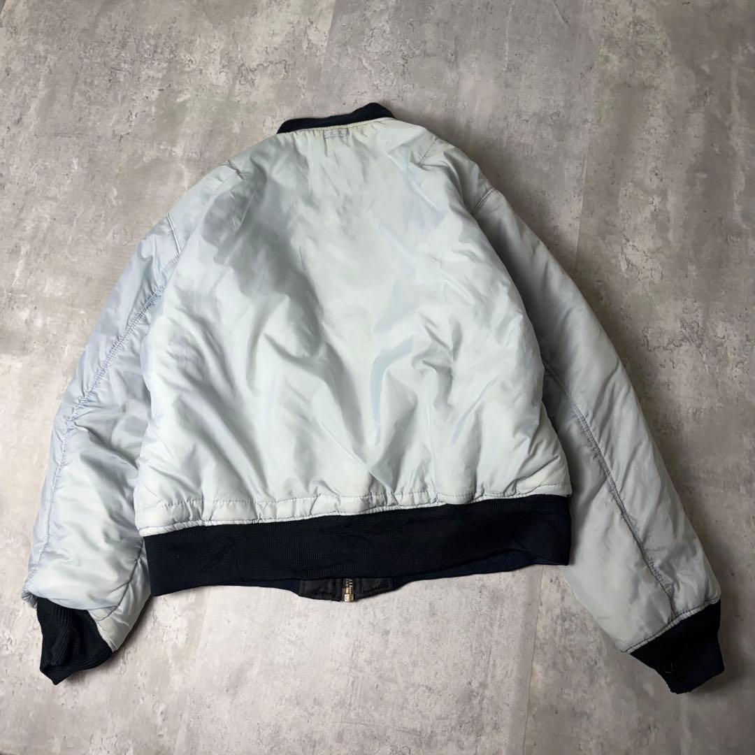90s U.S. MILITARY 中綿 MA-1 フライトジャケット 黒 水色
