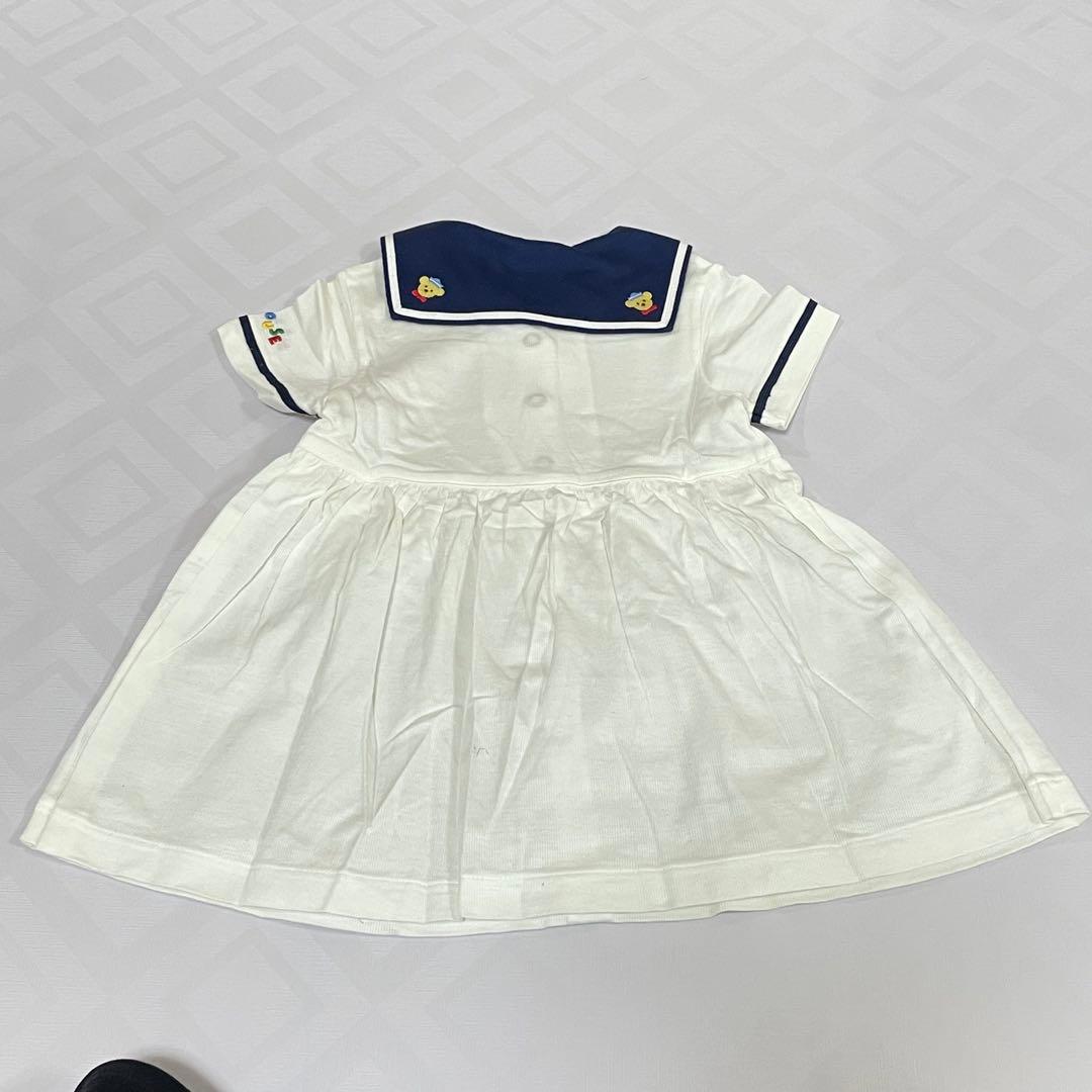 【美品】ミキハウス セーラーワンピース 長袖シャツ オーバーオール 90サイズ