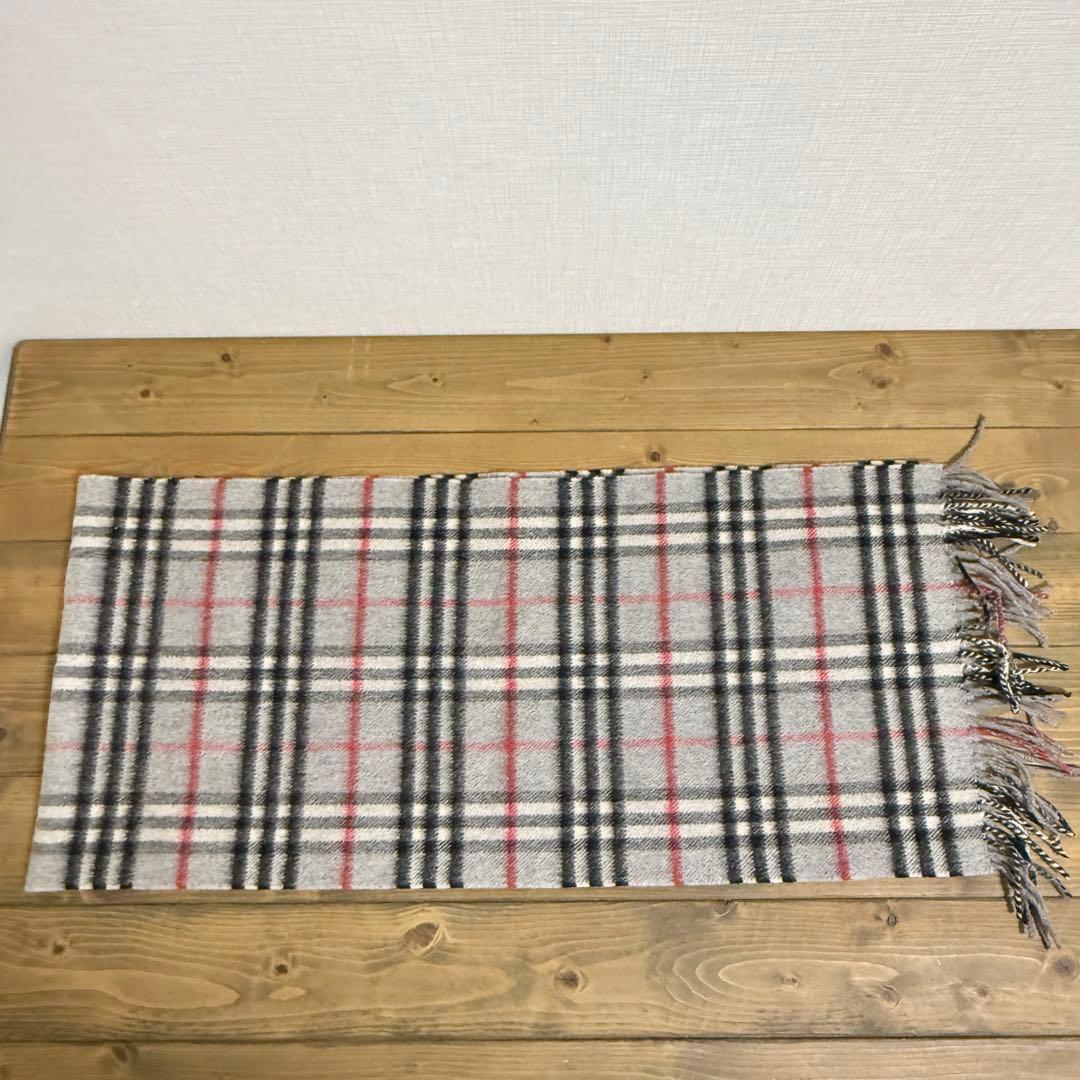 【美品】BURBERRY マフラー カシミヤ100% グレー