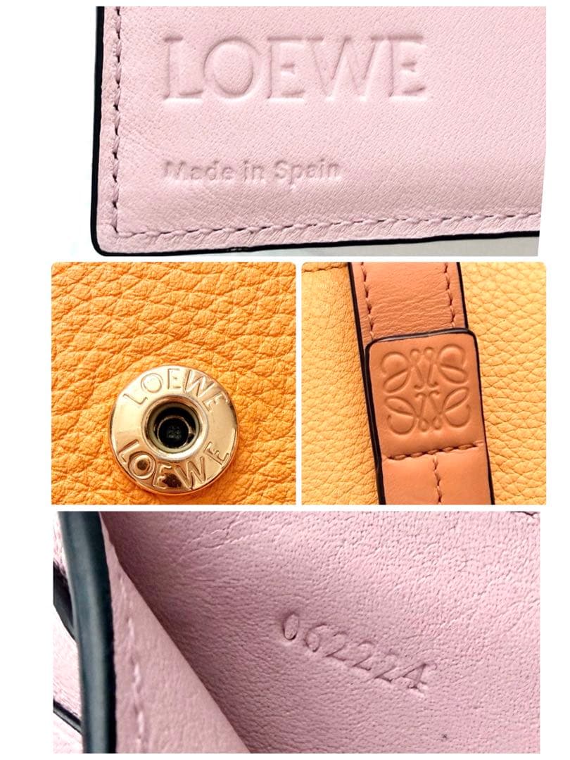 美品✨希少LOEWE ロエベ　財布 アナグラム 2つ折り財布 レザー オレンジ