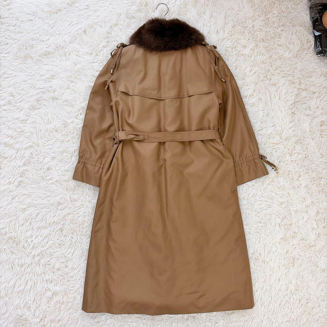 kanebo silk シルク100%プードルライナー付ファートレンチコート　L