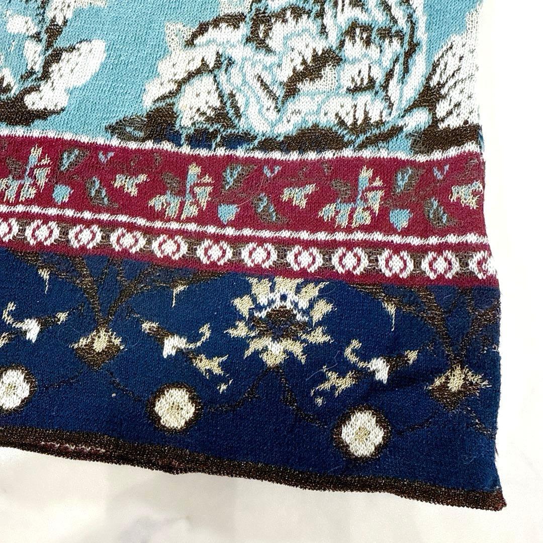 KENZO ケンゾー キャミソール M ニット 花柄 ラメ 水色 紺 ボルドー