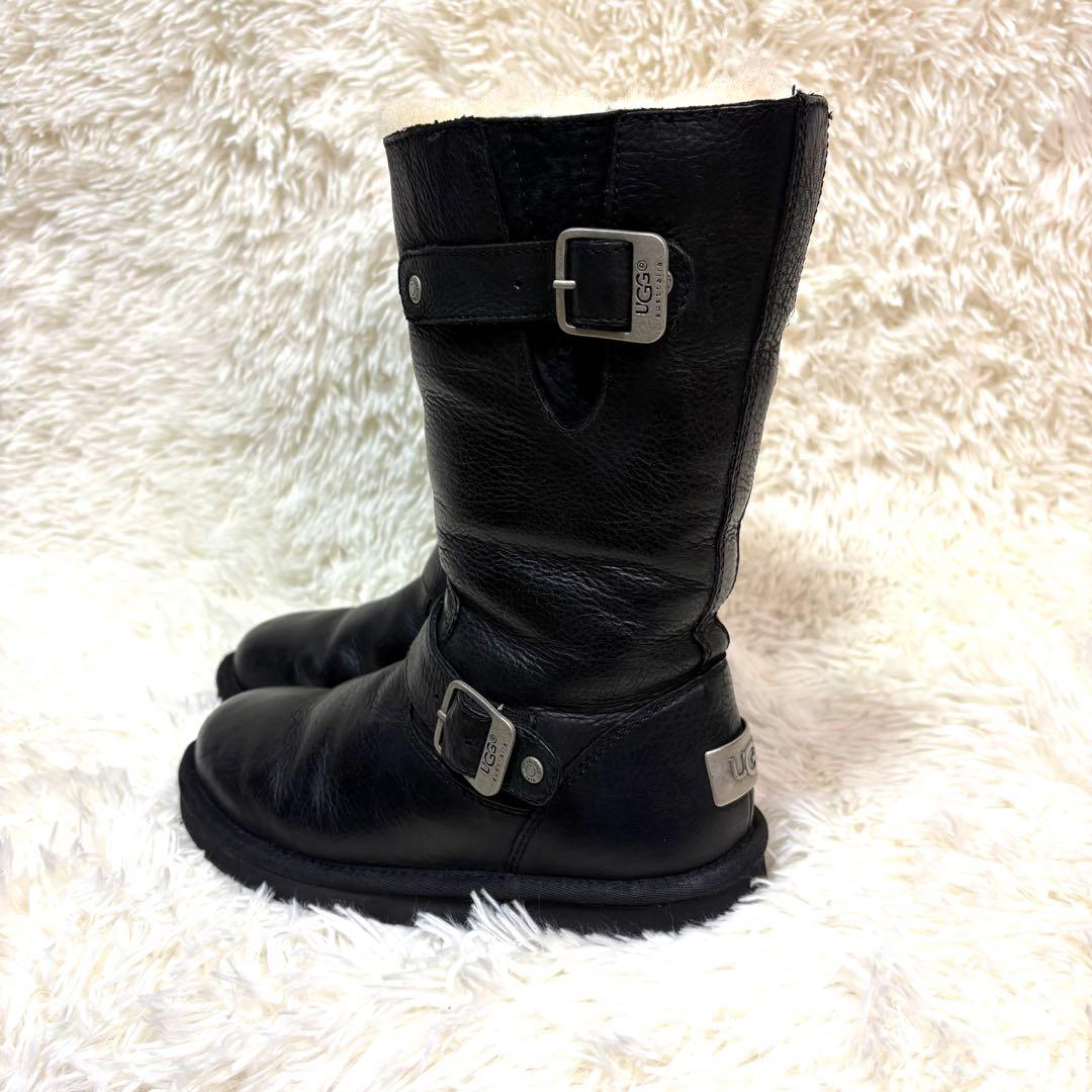 良品　 UGG ケンジントン　本革　シボ加工　エンジニアブーツ 黒 23cm