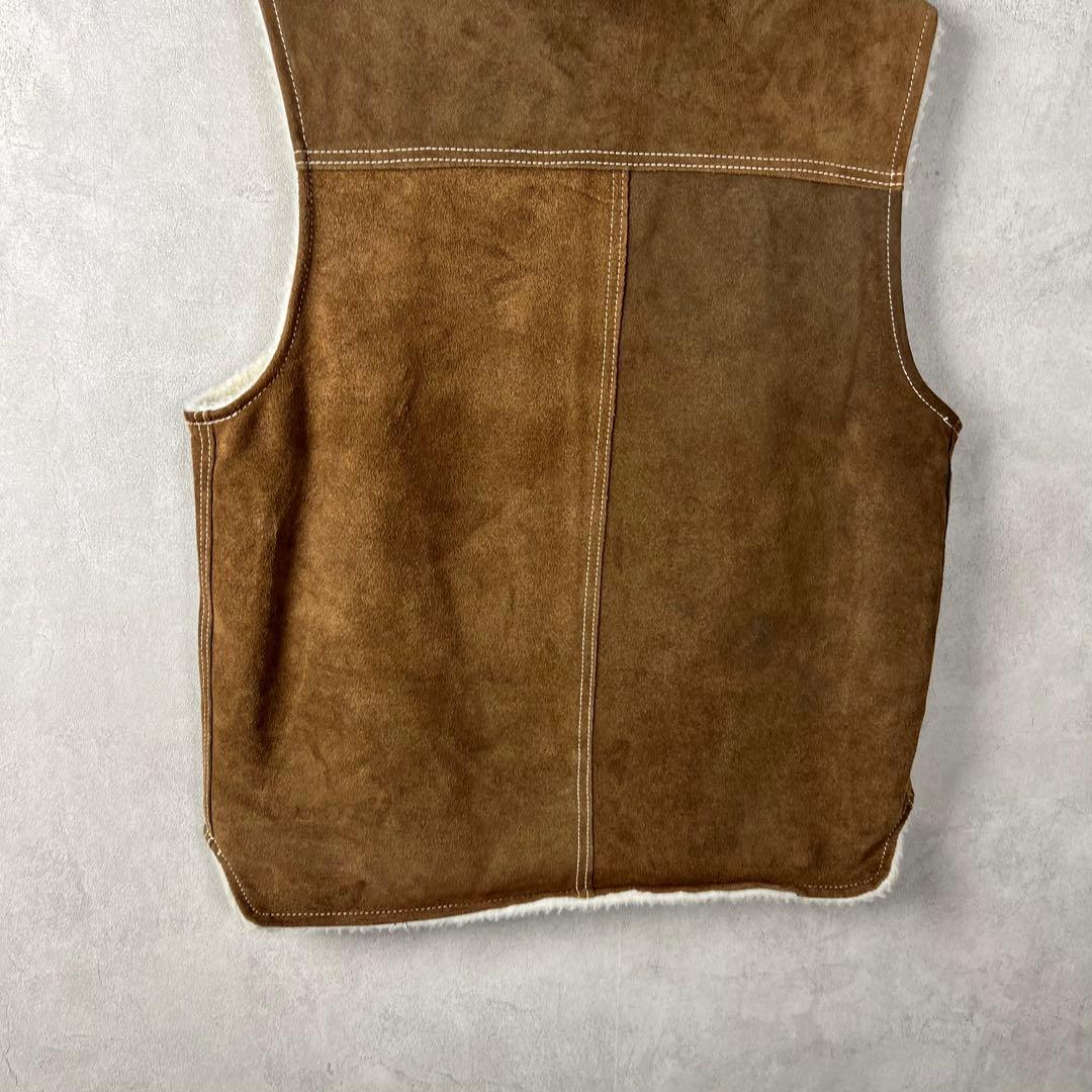 70s SEARS レザーベスト 裏ボア シアーズ ブラウン 茶 vintage